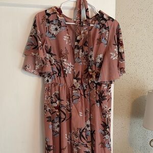 SHEIN Floral Maxi Dress in Dusty Pink